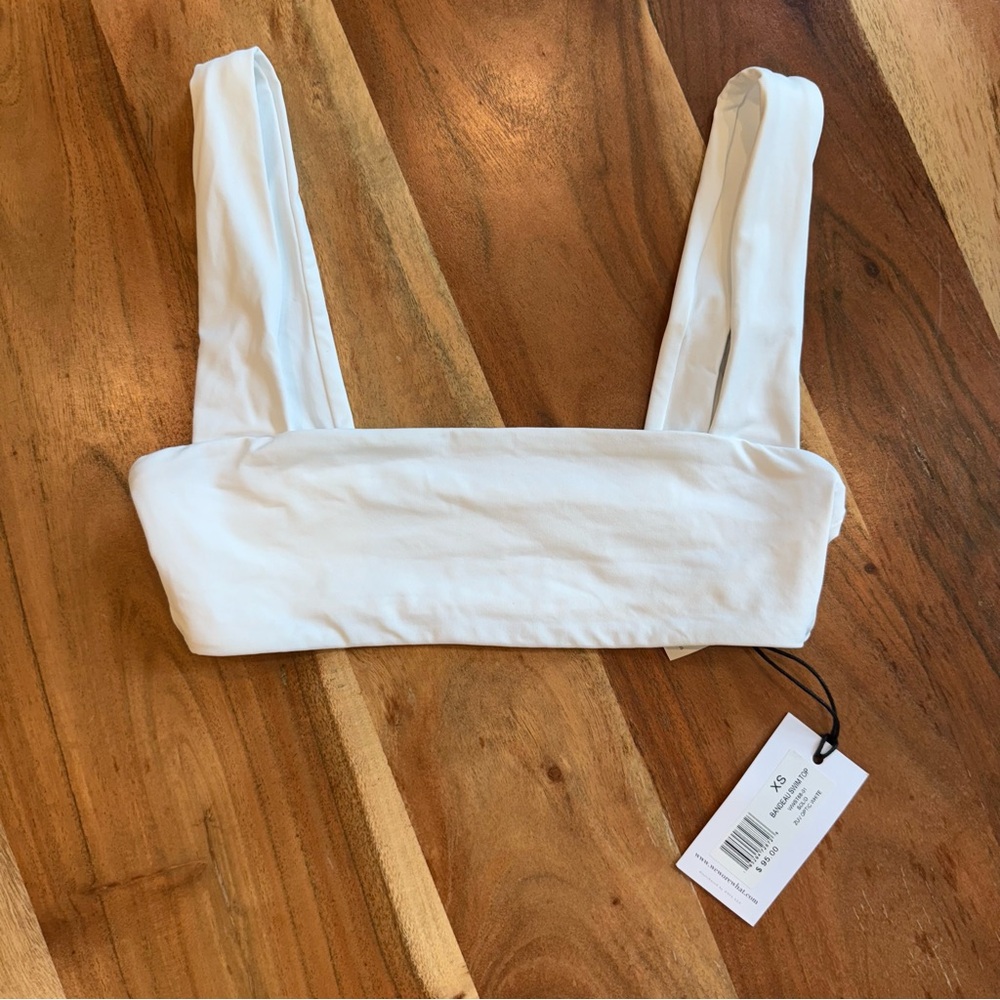 WEWOREWHAT Bandeau Bikini Top in Optic White